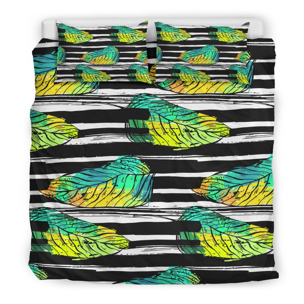 Hand Drawn Tropical Exotic Green Leaves Bedding Set - Top Content | POD Collection | Free Shipping