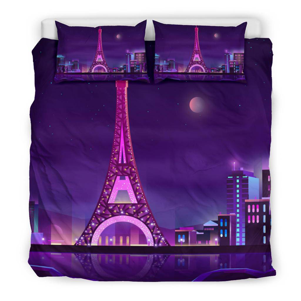 Paris Night Sky Street Light Cartoon Bedding Set - Top Content | POD Collection | Free Shipping