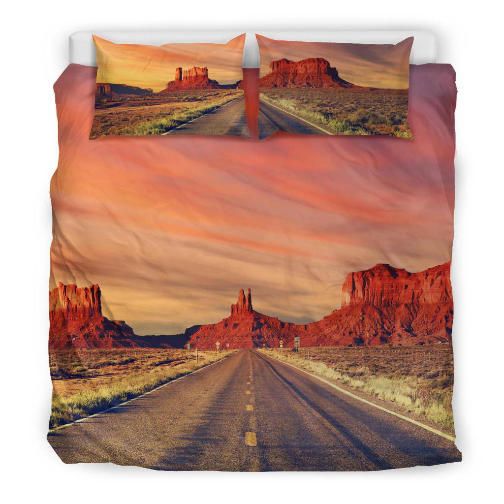 Road Monument Valley Sunset USA Photography Bedding Set - Top Content | POD Collection | Free Shipping