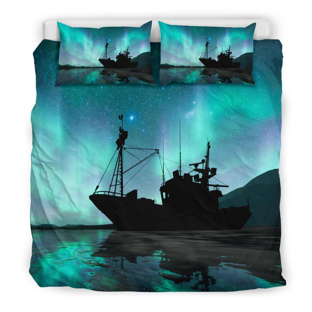 Silhouette Vessel Sea Aurora Stars Bedding Set - Top Content | POD Collection | Free Shipping