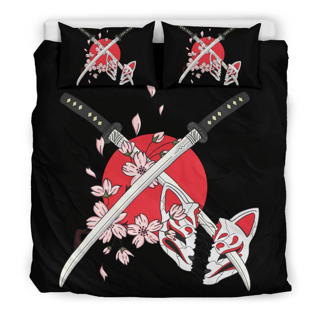 Swords Japanese Mask Kitsune Bedding Set - Top Content | POD Collection | Free Shipping