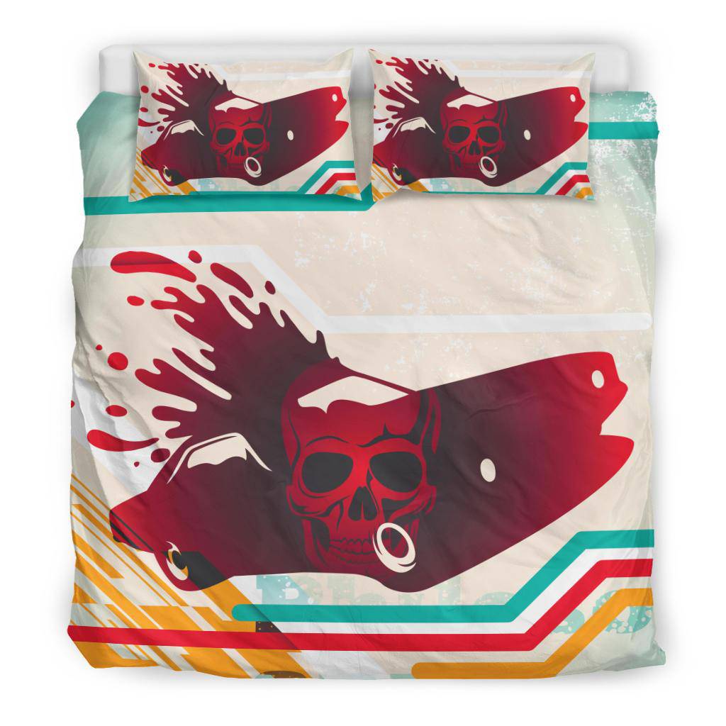 Abstract Art Human Skull Red Car Macabre Bedding Set - Top Content | POD Collection | Free Shipping