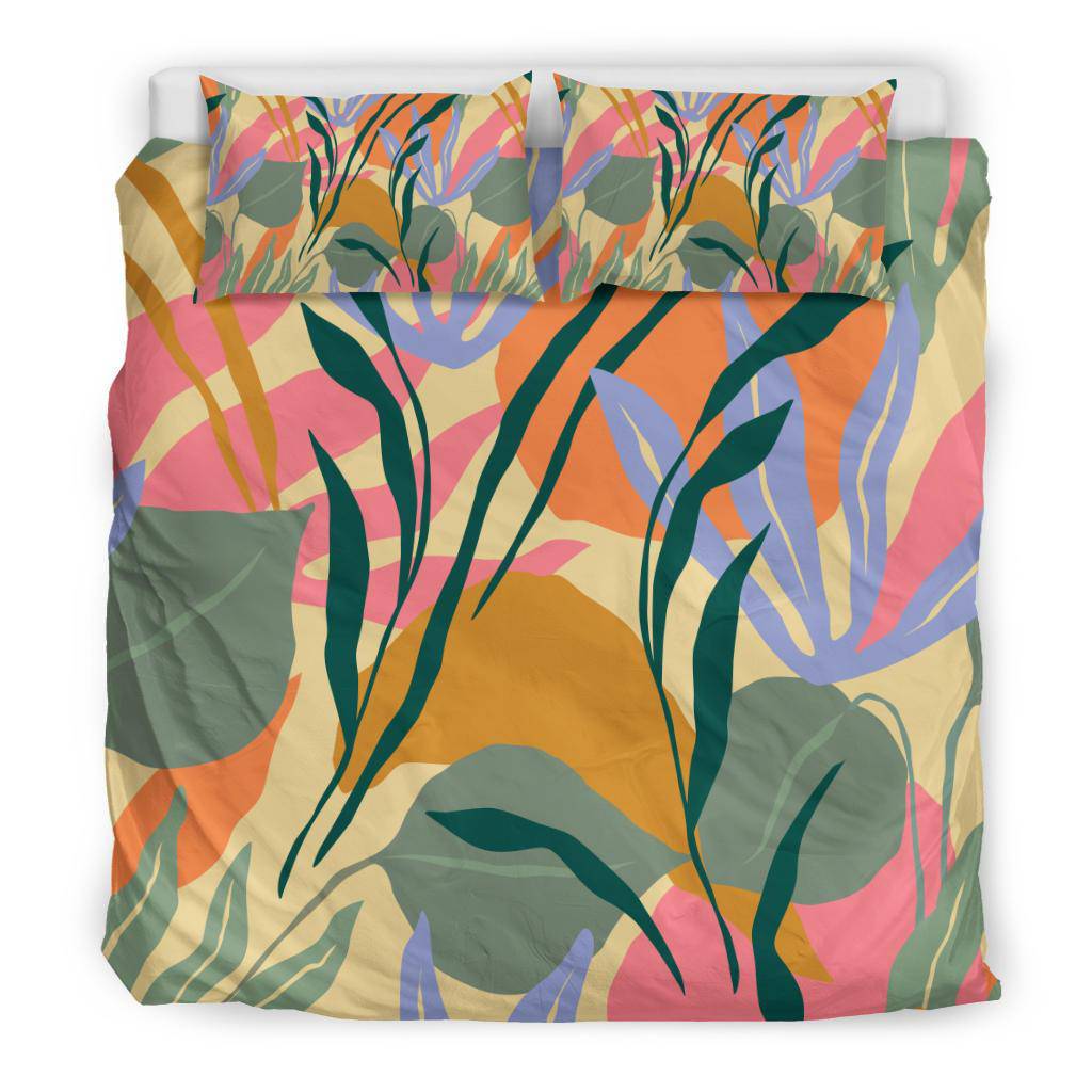 Colorful Leaves Plant Jungle Green Bedding Set - Top Content | POD Collection | Free Shipping