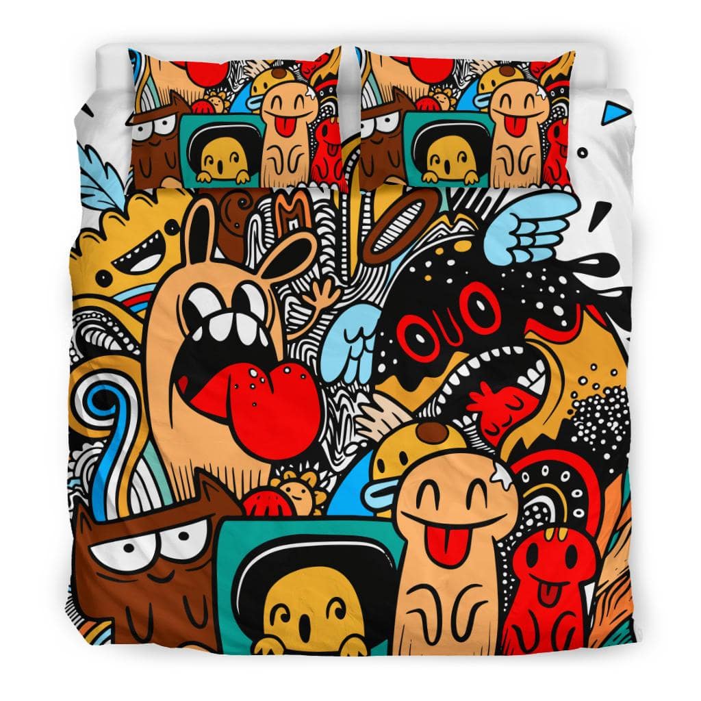 Funny Monster Drawing Graffiti Bedding Set - Top Content | POD Collection | Free Shipping