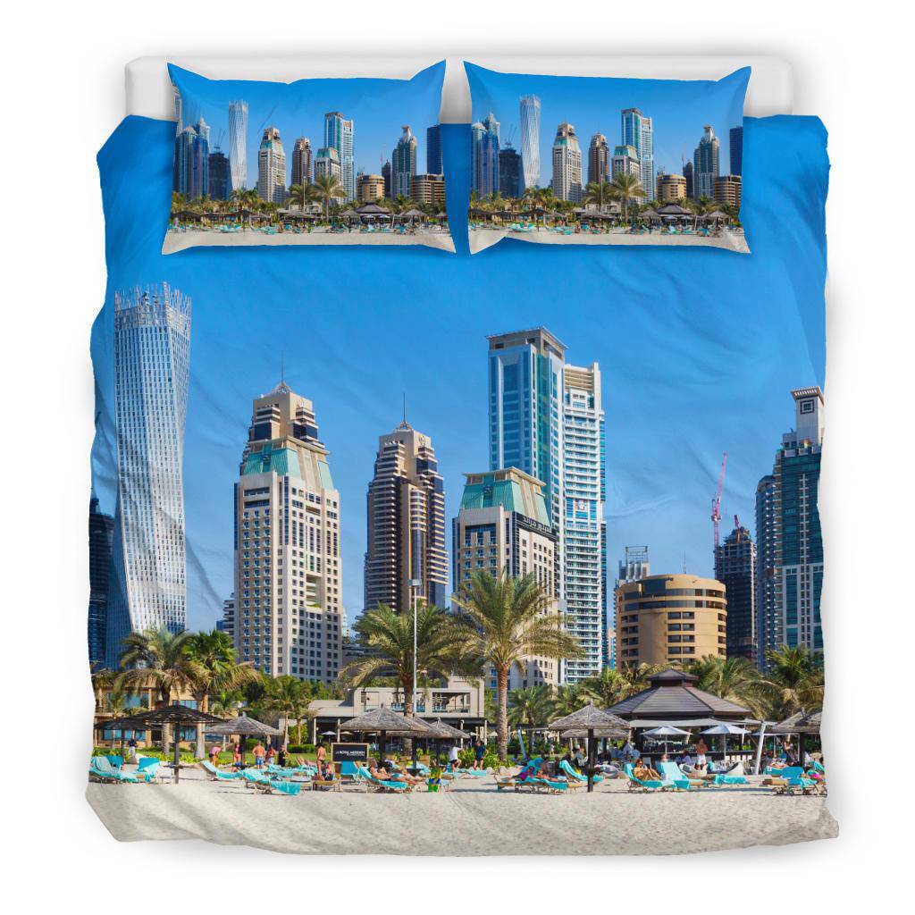 Skyscrapers Jumeirah Beach Dubai City Bedding Set - Top Content | POD Collection | Free Shipping