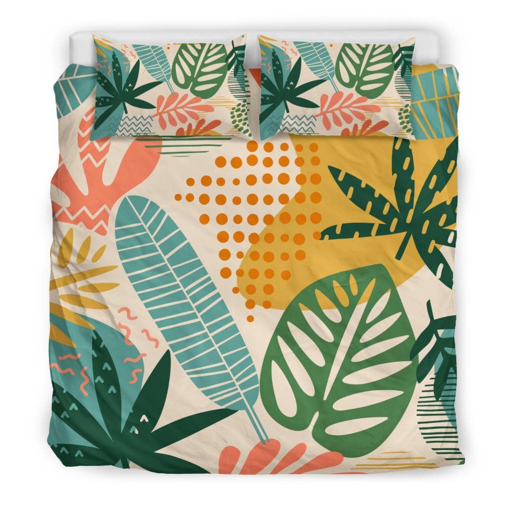 Tropical Leaves Nature Hand Drawn Bedding Set - Top Content | POD Collection | Free Shipping