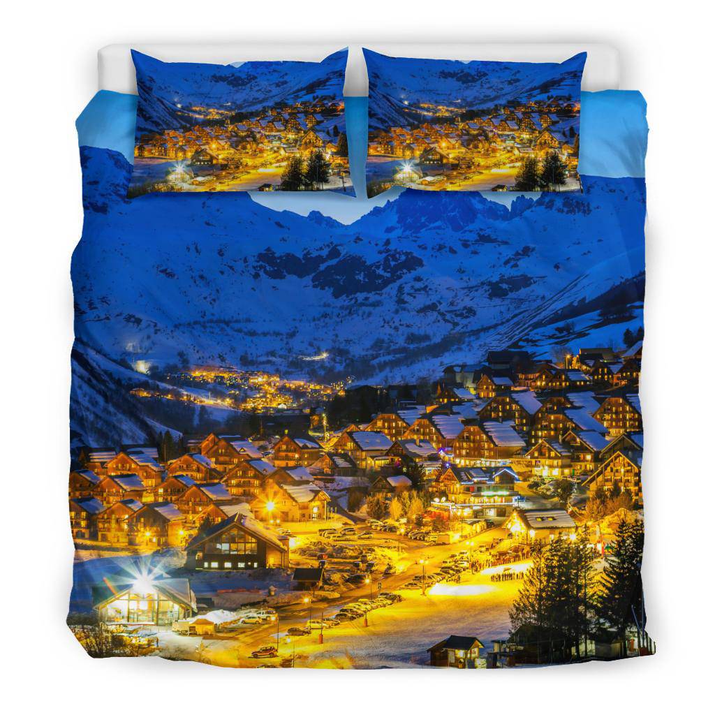 Winter Town France Travel Mountains Bedding Set - Top Content | POD Collection | Free Shipping