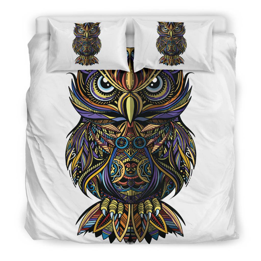 Colorful Owl Zentangle Style Bedding Set - Top Content | POD Collection | Free Shipping