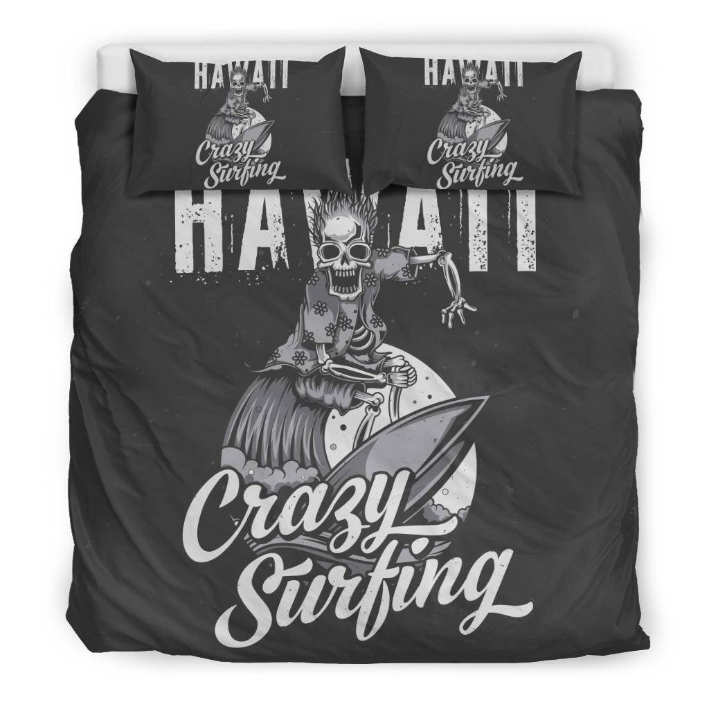 Crazy Skeleton Surfing Hawaii Bedding Set - Top Content | POD Collection | Free Shipping