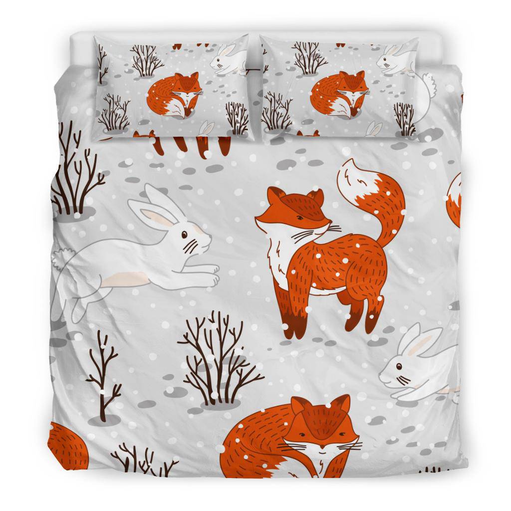 Cute Fox Bunny Winter Animals Bedding Set - Top Content | POD Collection | Free Shipping