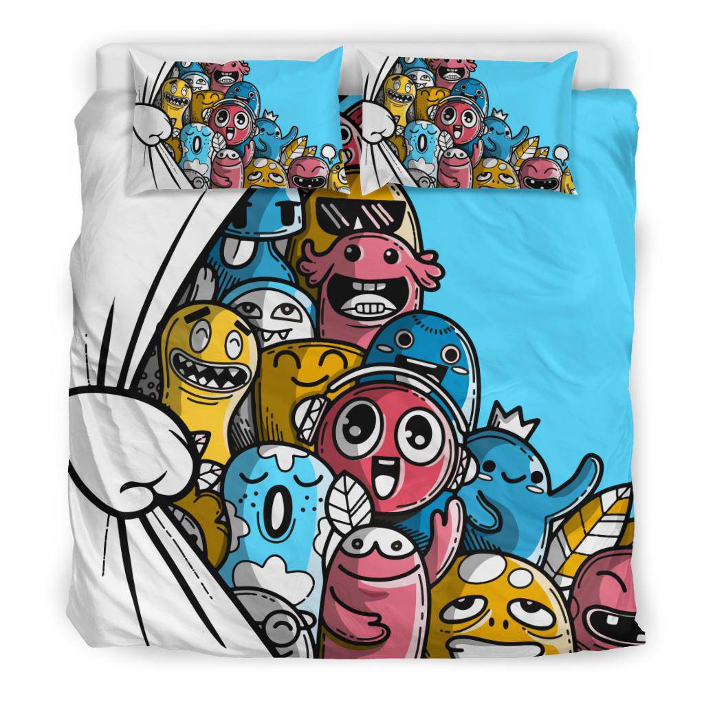 Cute Friendly Hand Drawn Monsters Bedding Set - Top Content | POD Collection | Free Shipping