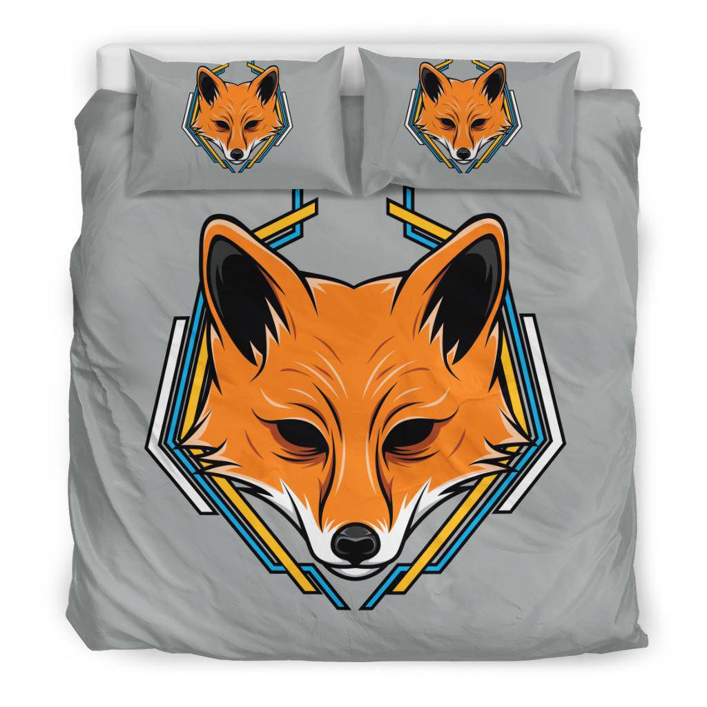 Geometric Fox Head Cartoon Bedding Set - Top Content | POD Collection | Free Shipping