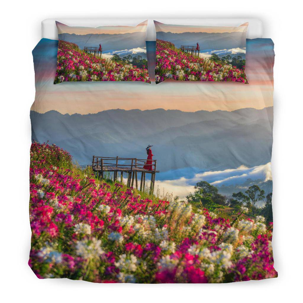 Girl Colourful Flower Field Nature Bedding Set - Top Content | POD Collection | Free Shipping