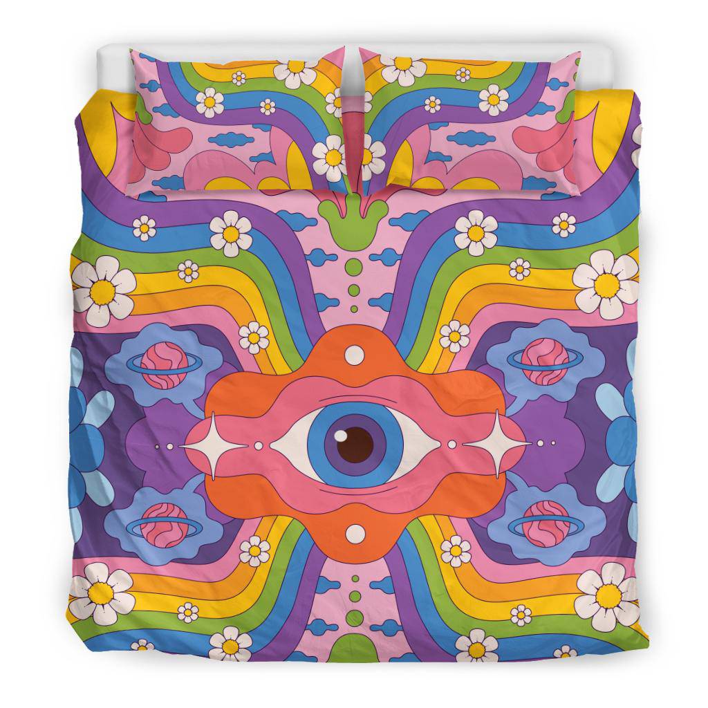 Hand Drawn Psychedelic Groovy Art Bedding Set - Top Content | POD Collection | Free Shipping