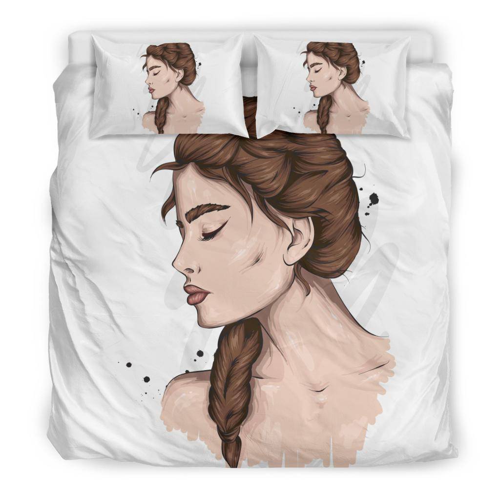 Beautiful Braid Girl Cartoon Bedding Set - Top Content | POD Collection | Free Shipping