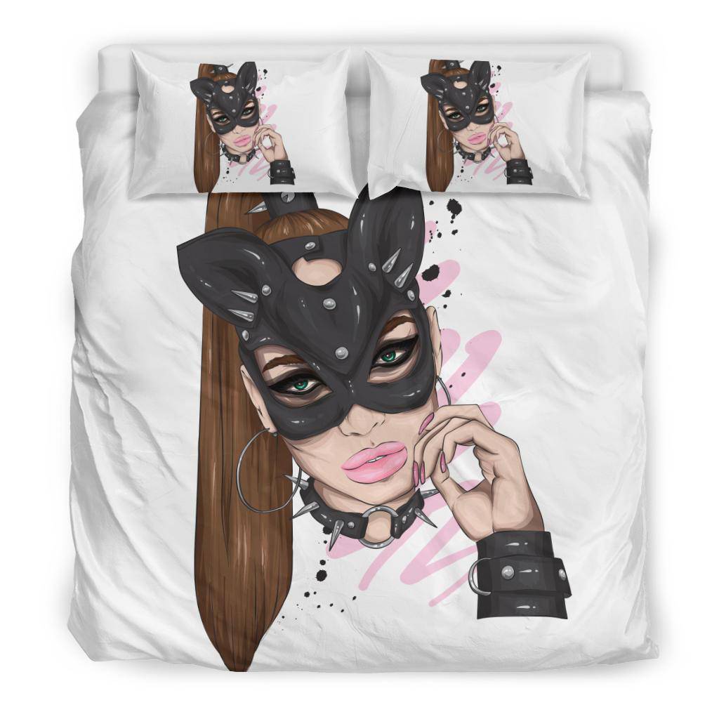 Beautiful Mask Girl Cartoon Bedding Set - Top Content | POD Collection | Free Shipping