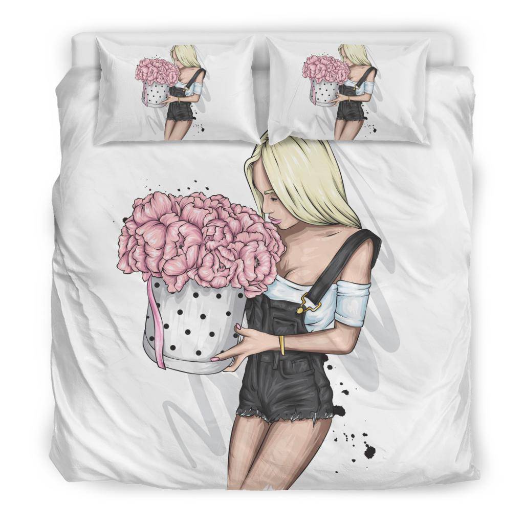 Beautiful Pink Flower Girl Bedding Set - Top Content | POD Collection | Free Shipping