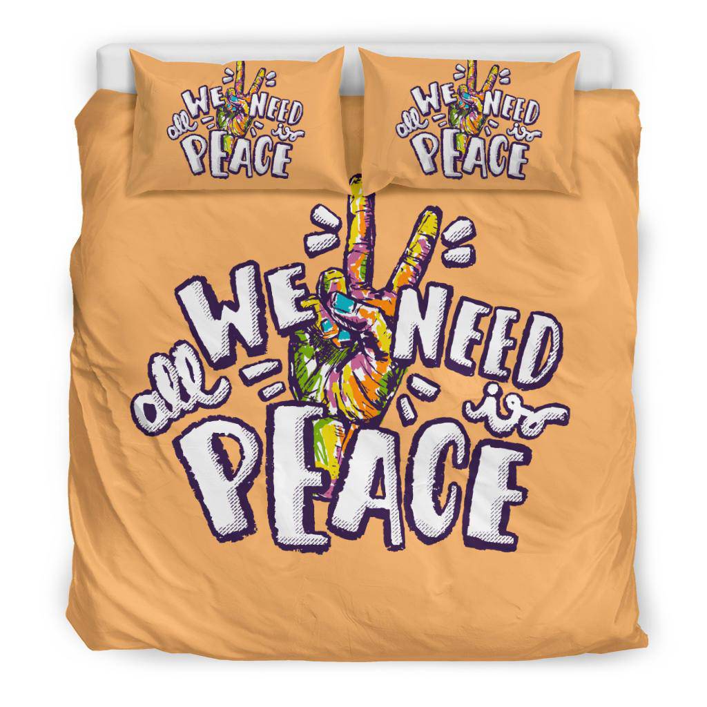 Colourful Hand All you need is peace Bedding Set - Top Content | POD Collection | Free Shipping