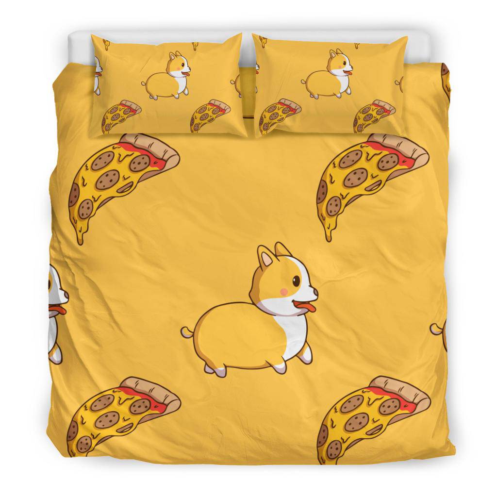 Cool Corgi Pizza Slice Yellow Cartoon Bedding Set - Top Content | POD Collection | Free Shipping