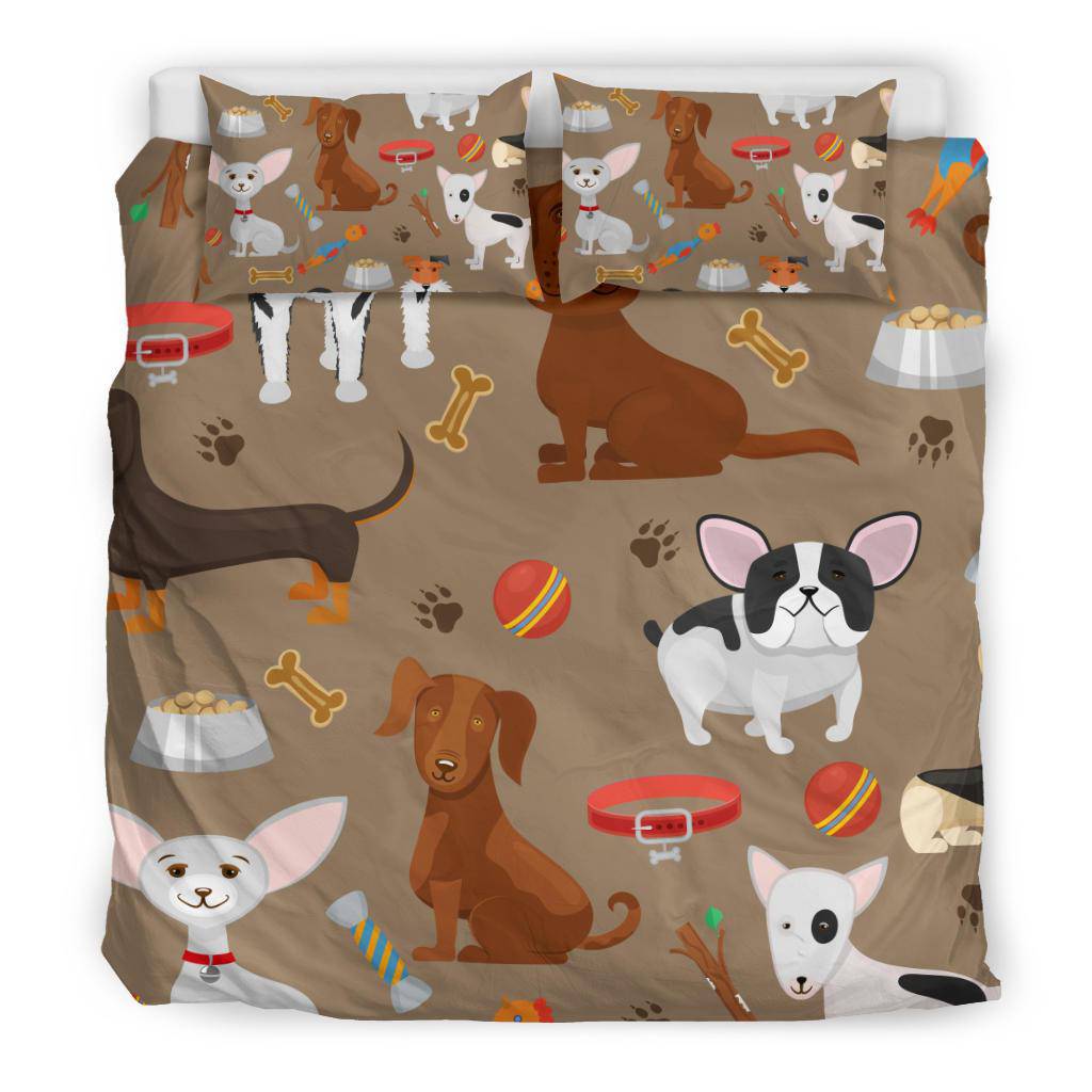 Cute Funny Dog Cartoon Background Bedding Set - Top Content | POD Collection | Free Shipping