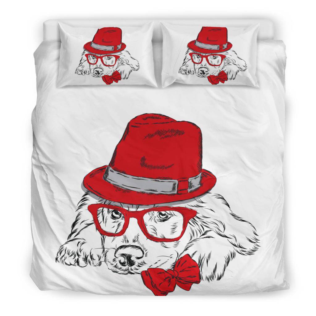 Cute Labrador Puppy Wearing Glasses and Hat Bedding Set - Top Content | POD Collection | Free Shipping