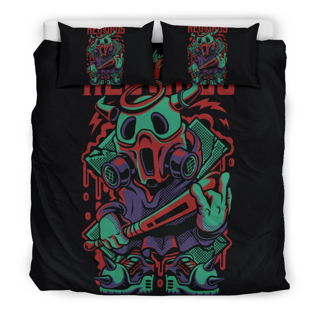 Red Virus Monster Art Cartoon Bedding Set - Top Content | POD Collection | Free Shipping