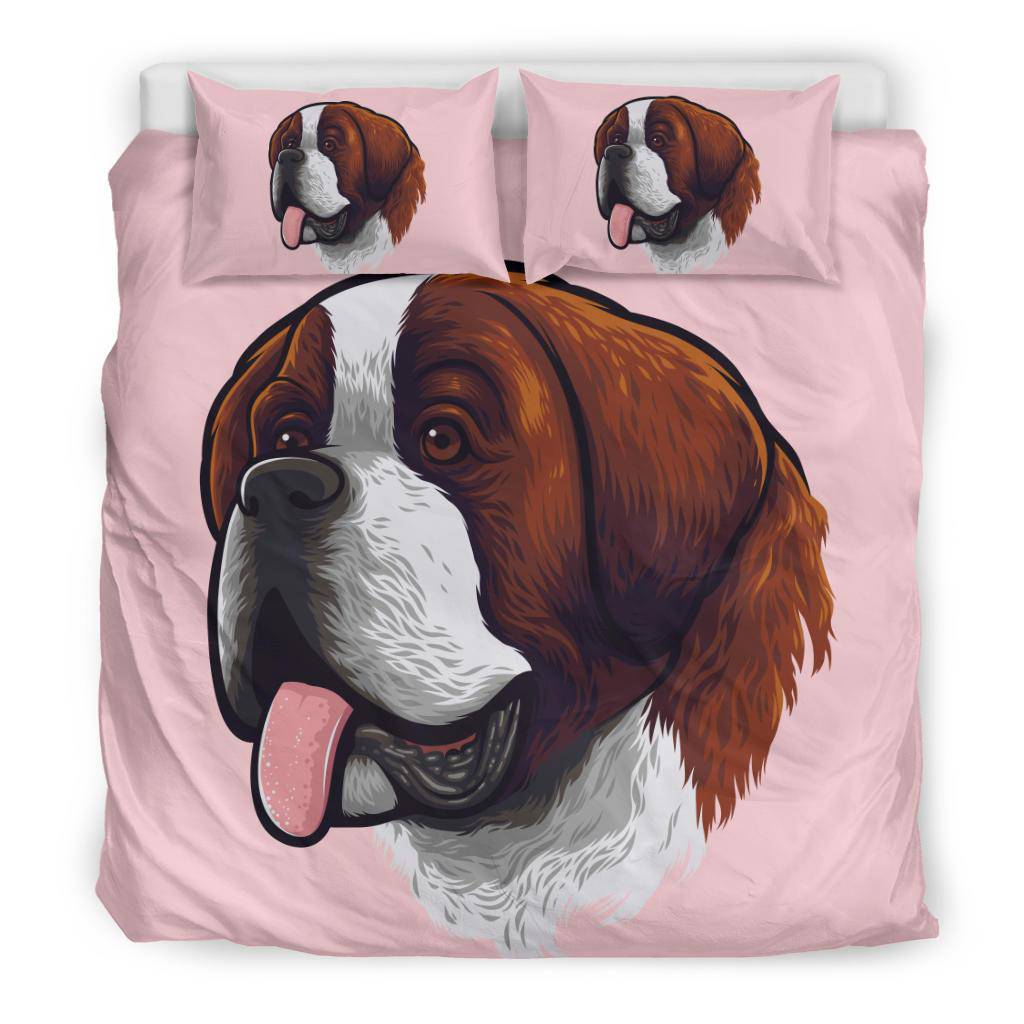 Saint Bernard Dog Cartoon Portrait Bedding Set - Top Content | POD Collection | Free Shipping