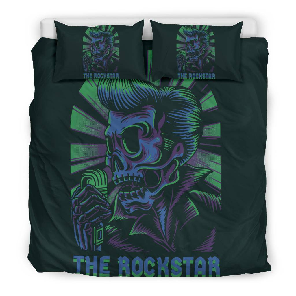 Elvi Skull The Rockstar Retro Cartoon Bedding Set - Top Content | POD Collection | Free Shipping