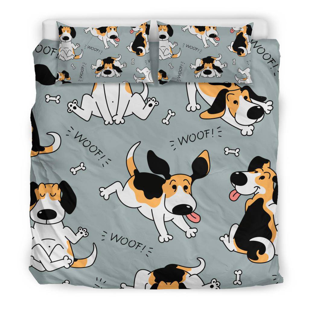 Sketch Beagle Dog Pattern Background Cartoon Bedding Set - Top Content | POD Collection | Free Shipping