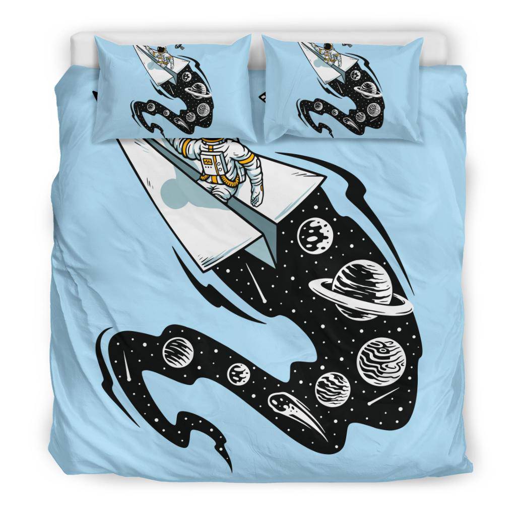 Astronaut Flying Paper Plane Cosmos Cartoon Bedding Set - Top Content | POD Collection | Free Shipping