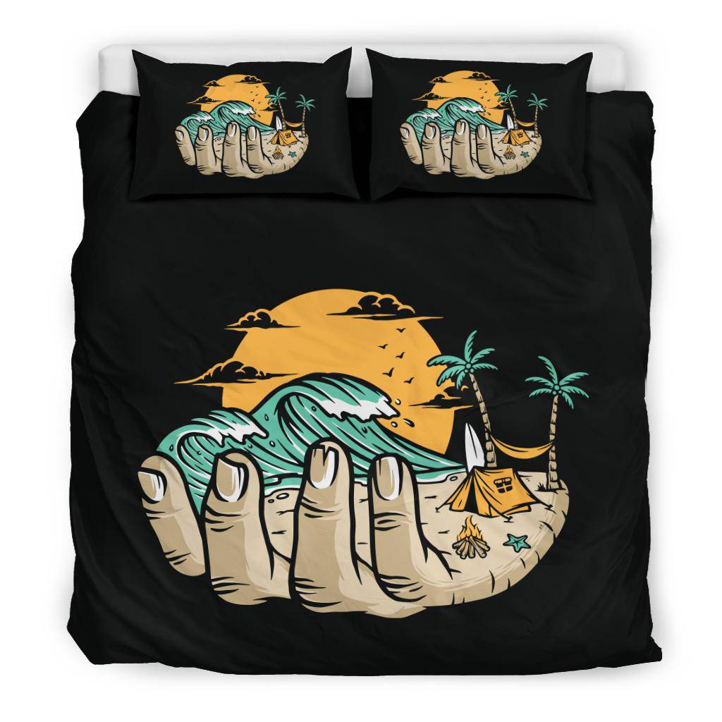 Beach In Your Hand Cool Illustration Bedding Set - Top Content | POD Collection | Free Shipping