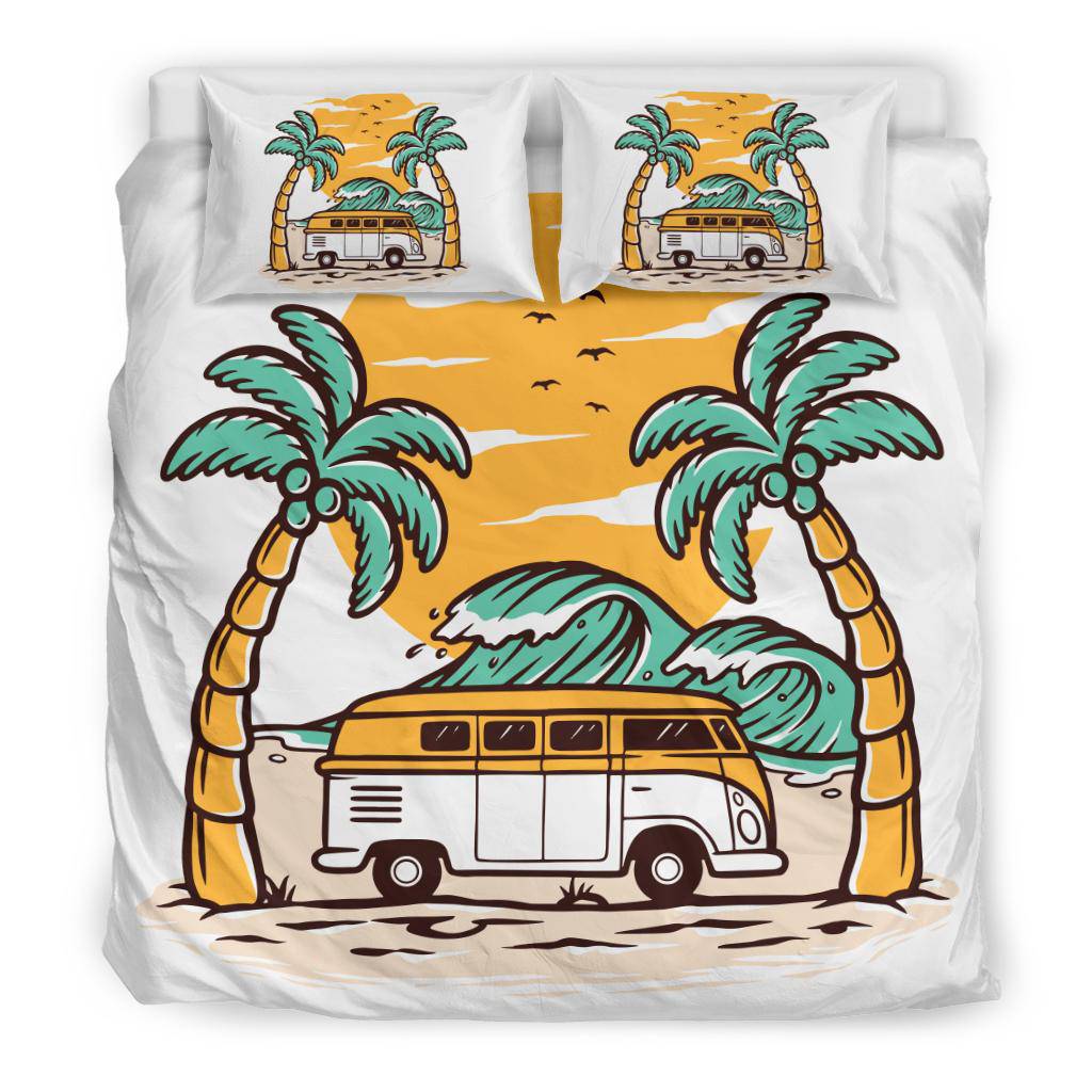 Beautiful Beach Views Van Travel Cartoon Bedding Set - Top Content | POD Collection | Free Shipping