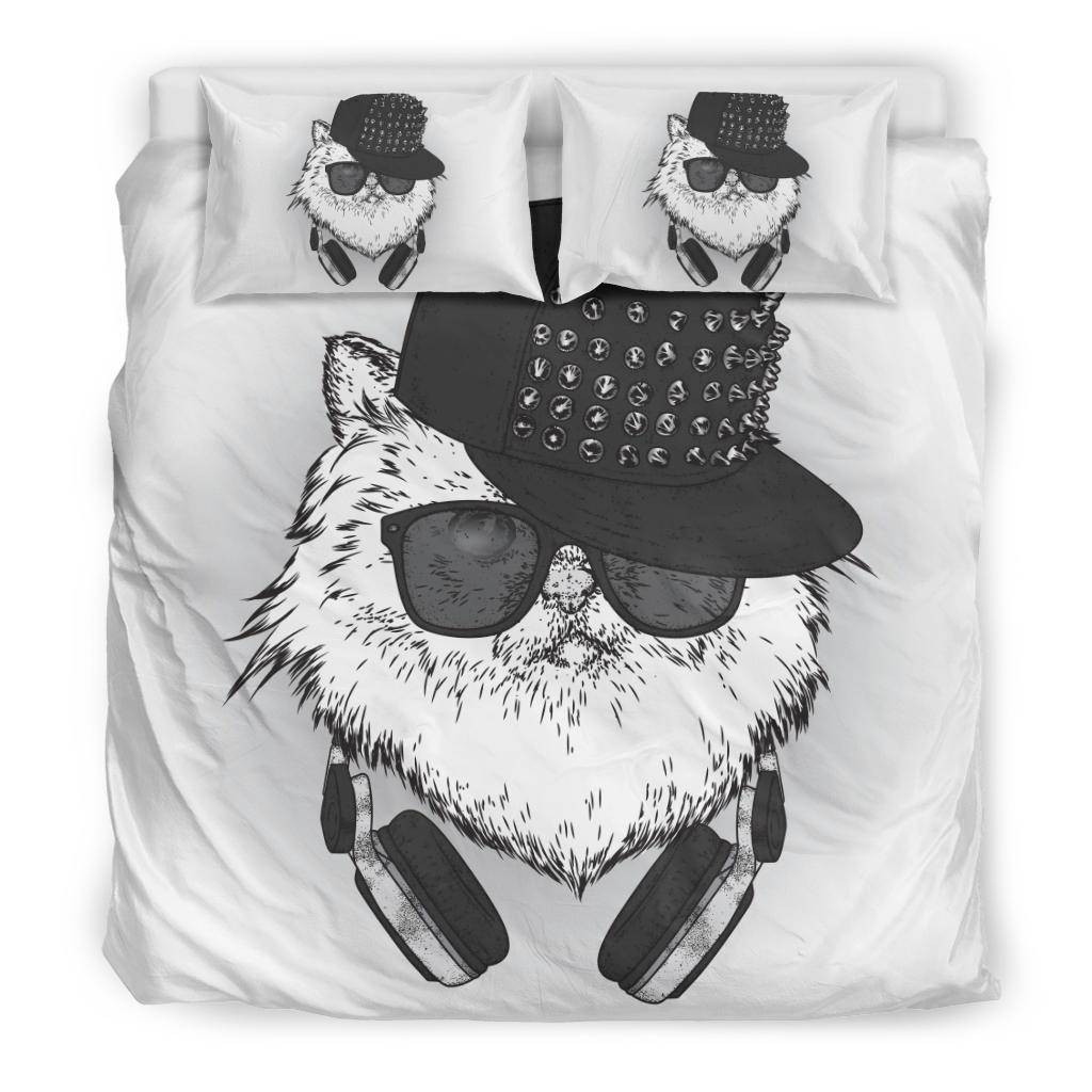 Cat Wearing Cap and Headphones Cool Portrait Bedding Set - Top Content | POD Collection | Free Shipping