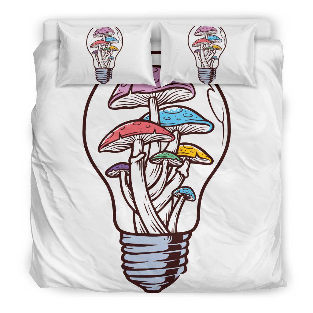 Colourful Light Magic Mushroom Illustration Bedding Set - Top Content | POD Collection | Free Shipping