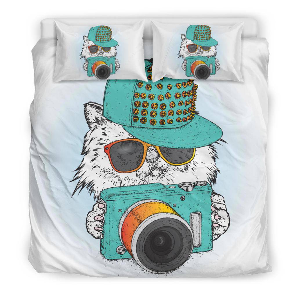 Cool Cat Cap Camera Photography Cartoon Bedding Set - Top Content | POD Collection | Free Shipping