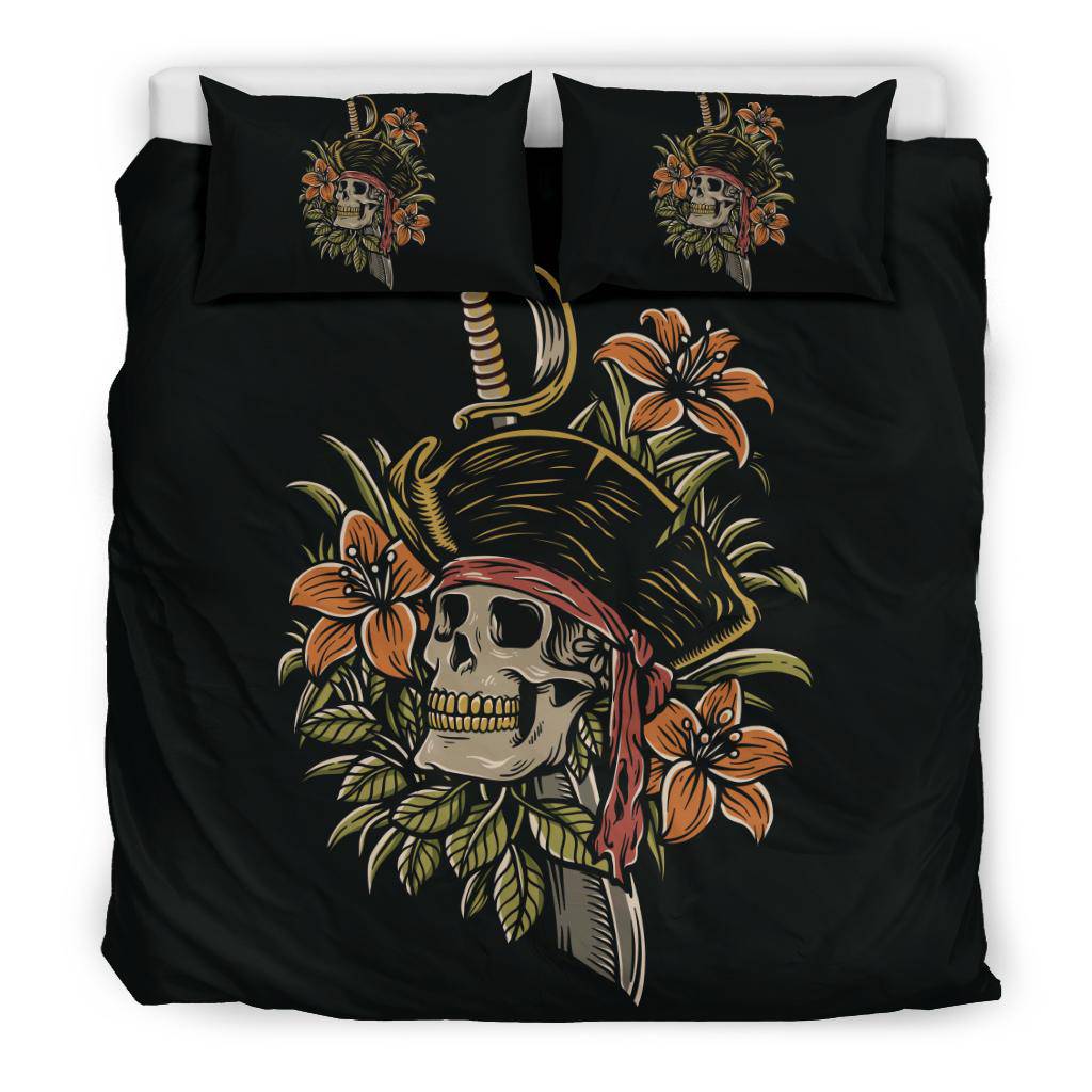 Dead Pirate Skull Cool Cartoon Illustration Bedding Set - Top Content | POD Collection | Free Shipping