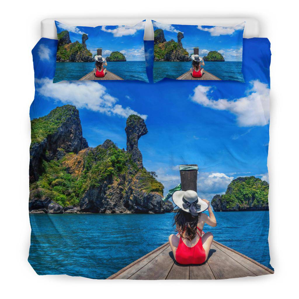 Thailand Island Girl Boat View Bedding Set - Top Content | POD Collection | Free Shipping