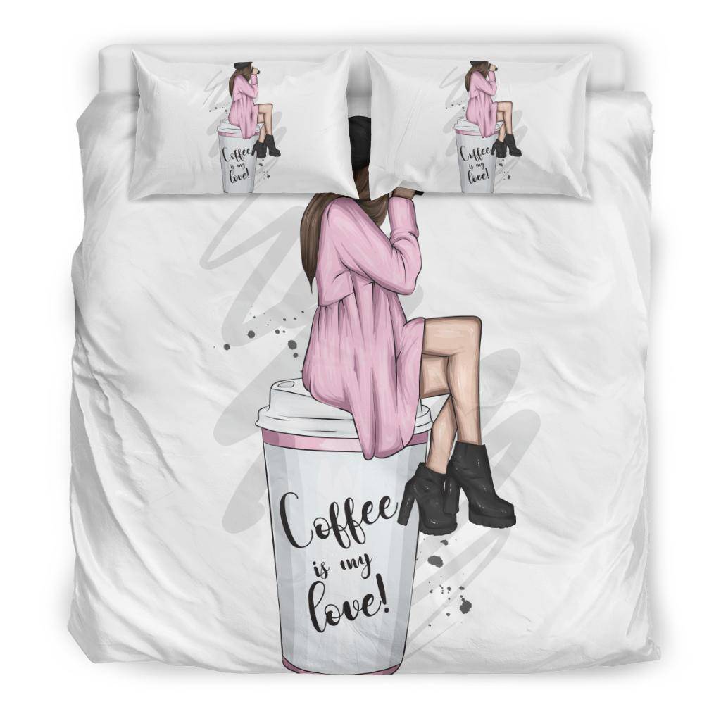 Beautiful Girl Coffee is my love cup Bedding Set - Top Content | POD Collection | Free Shipping