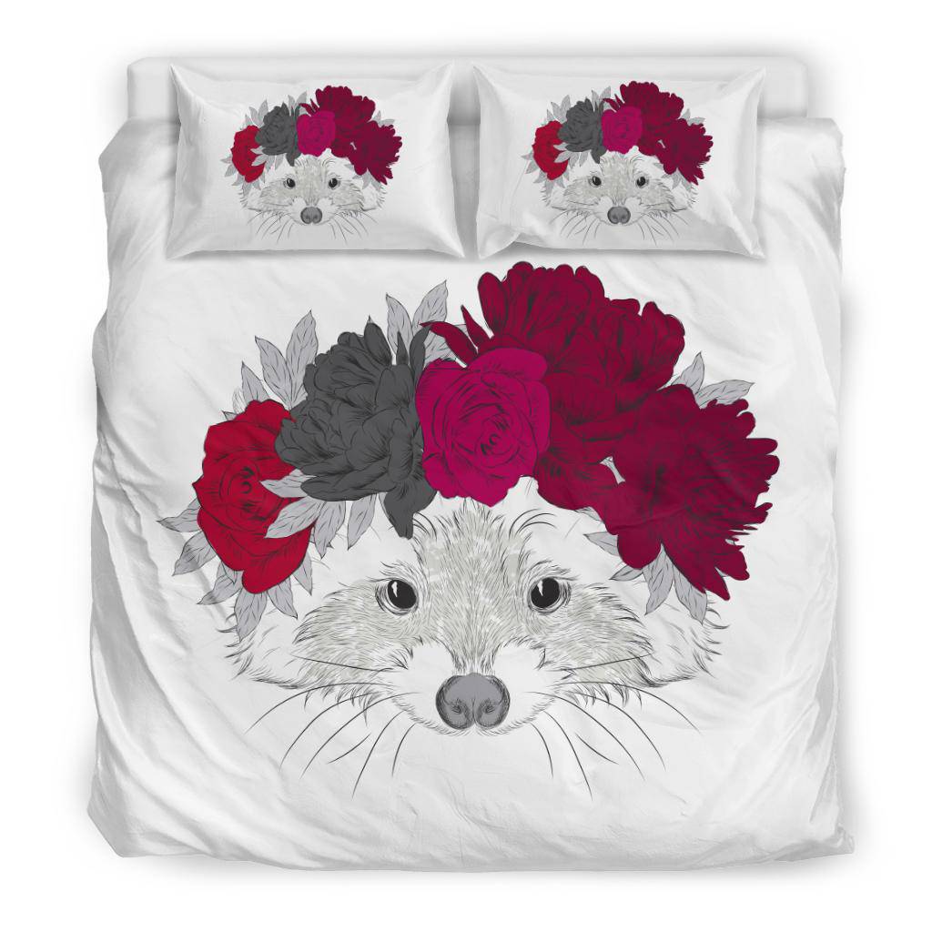 Beautiful Racoon Wreath with Flowers on head Bedding Set - Top Content | POD Collection | Free Shipping