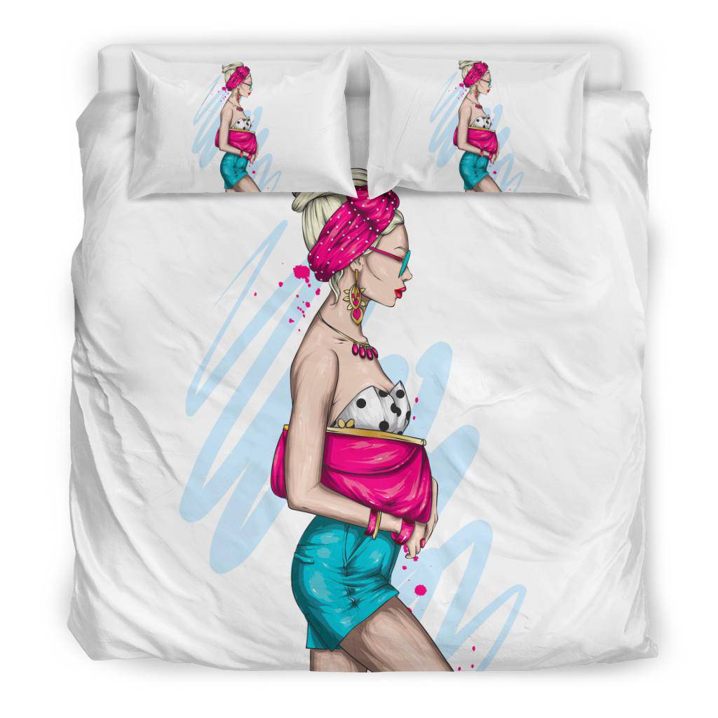 Beautiful Stylish Girl in Summer Bedding Set - Top Content | POD Collection | Free Shipping