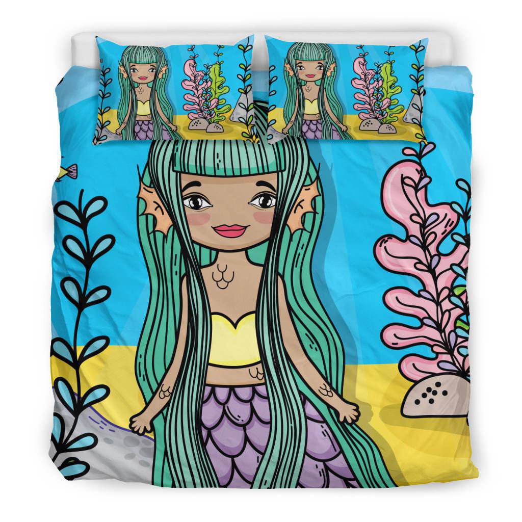 Cute Little Mermaid Cartoon Underwater World Bedding Set - Top Content | POD Collection | Free Shipping