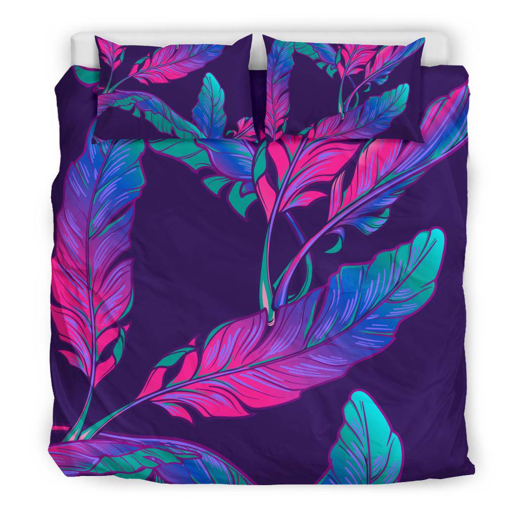 Dark Purple Banana Plant Leaves Bedding Set - Top Content | POD Collection | Free Shipping