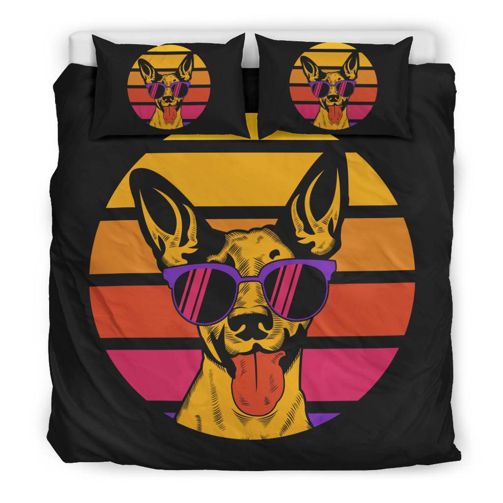 Dog Sunset Retro Cartoon Illustration Bedding Set - Top Content | POD Collection | Free Shipping