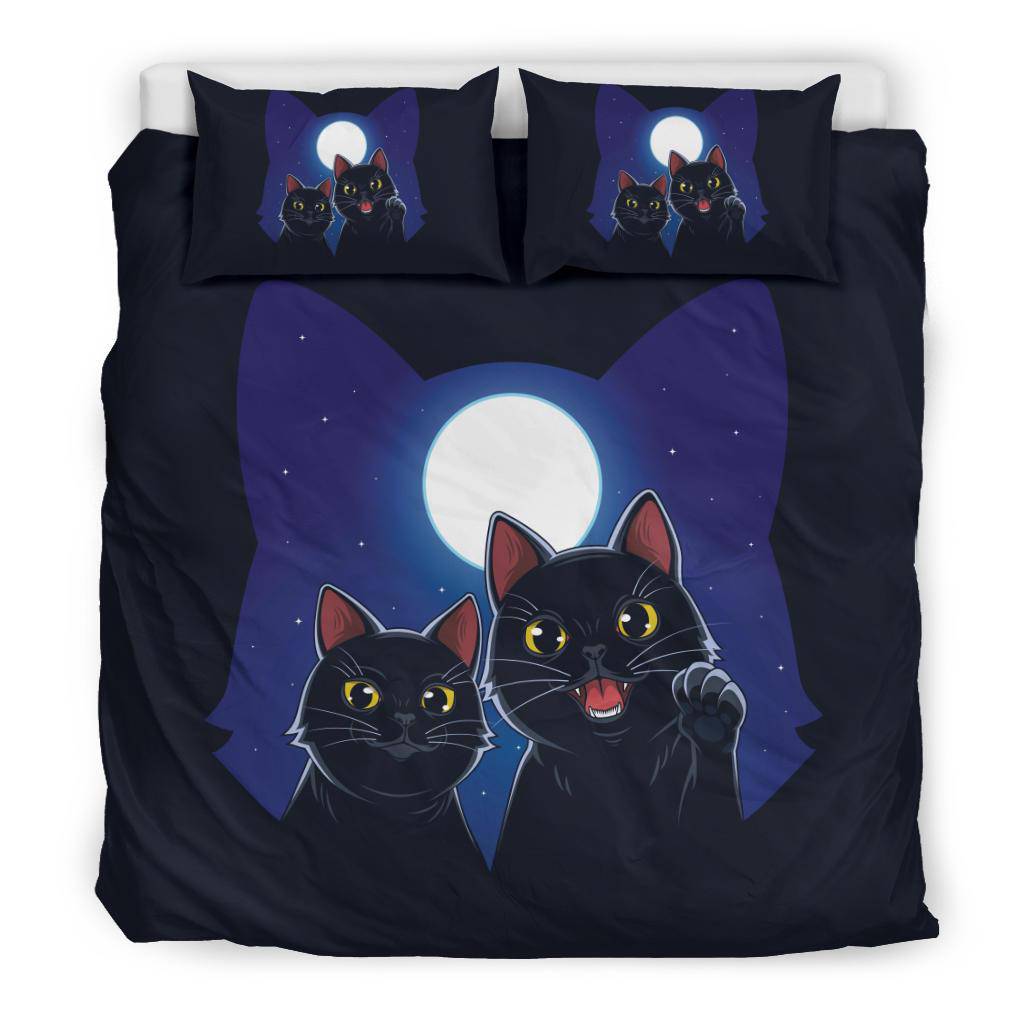 Black Cats in the Moonlight Night Sky Bedding Set - Top Content | POD Collection | Free Shipping