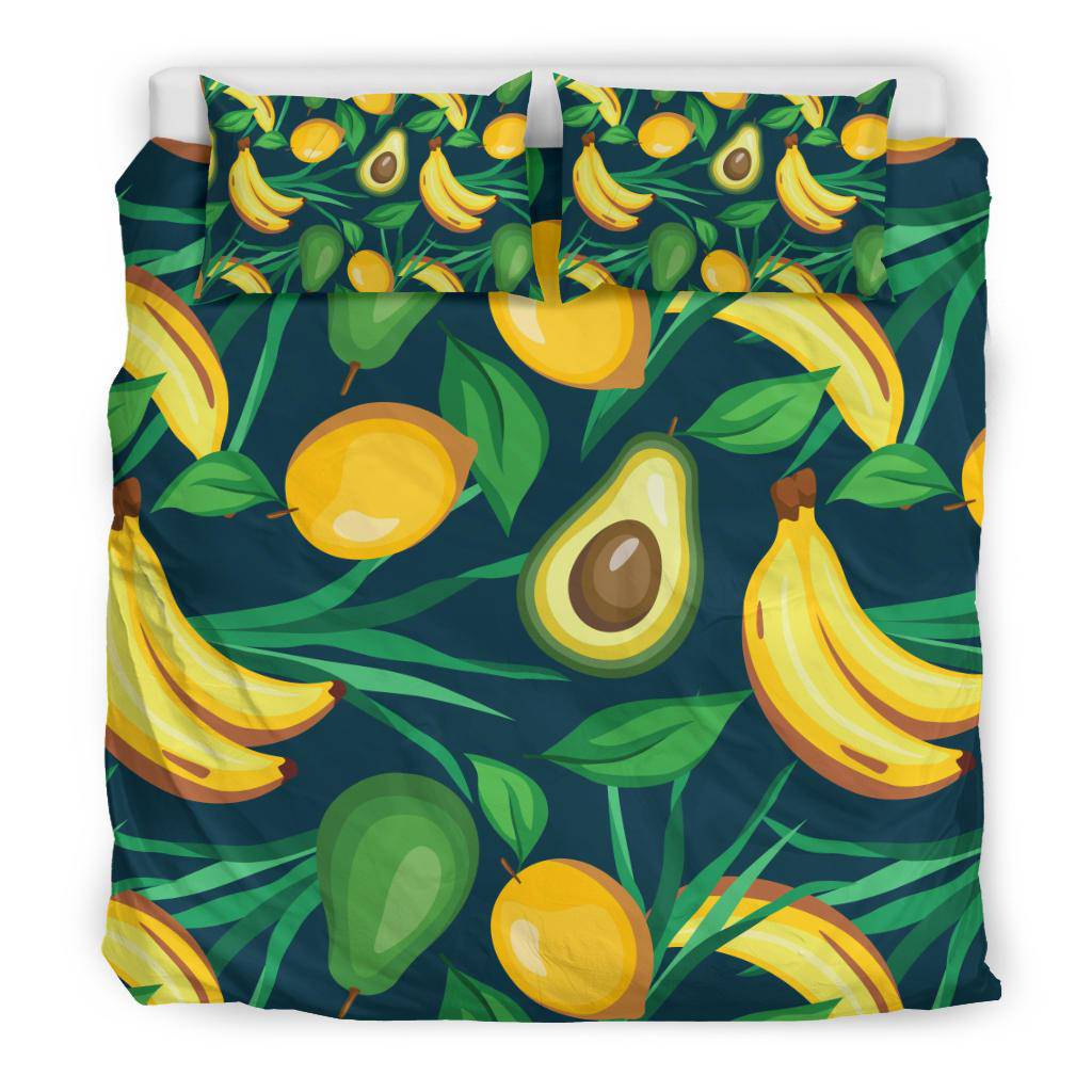 Colorful Banana Avocado Lemon Fruits Pattern Bedding Set - Top Content | POD Collection | Free Shipping