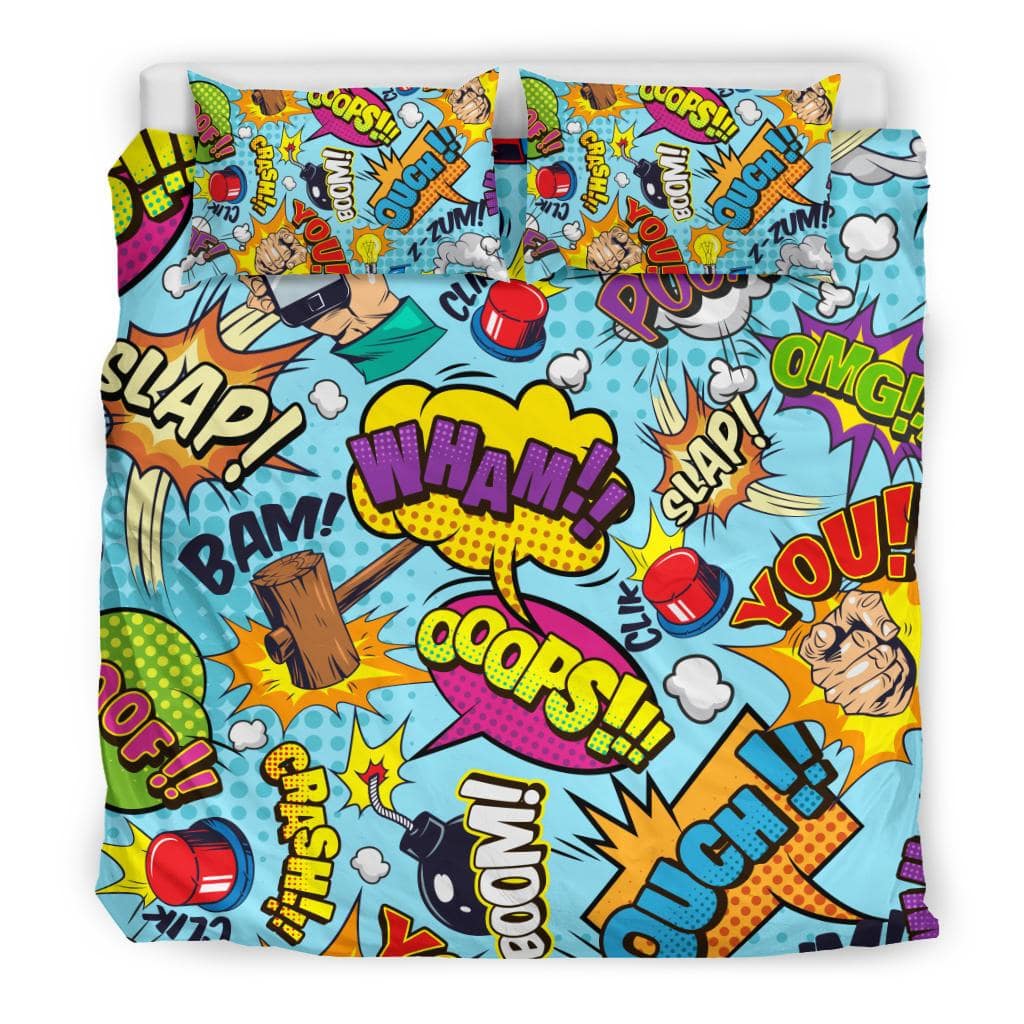 Colorful Comic Elements OMG BOOM SLAP Bedding Set - Top Content | POD Collection | Free Shipping