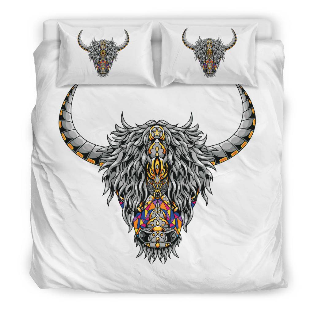 Highland Cow Mandala Zentangle Colourful Illustration Bedding Set - Top Content | POD Collection | Free Shipping