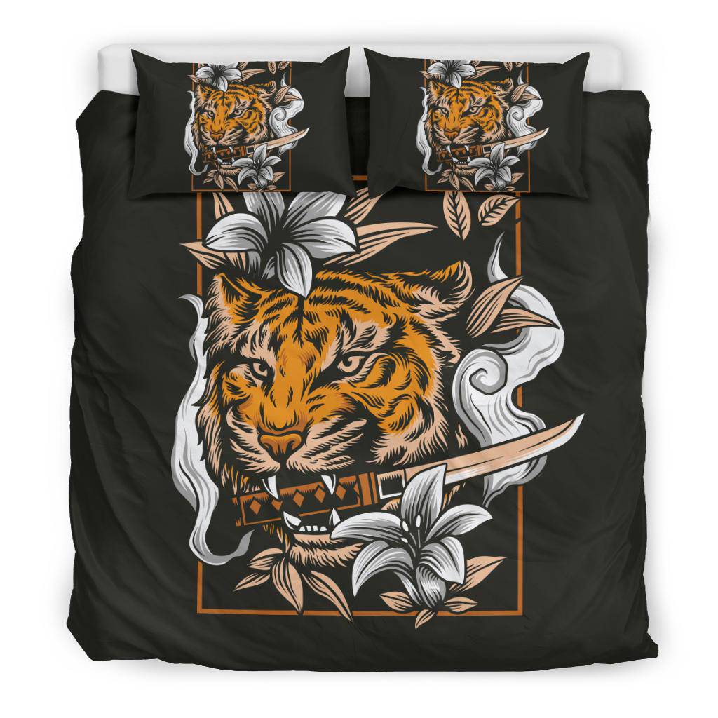 Japanese Tiger Head With Katana Sword Art Bedding Set - Top Content | POD Collection | Free Shipping