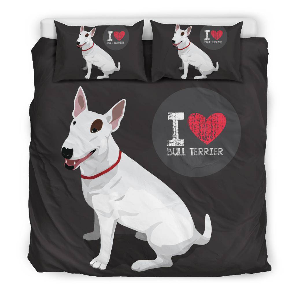 I Love Bull Terrier Dog Lover Cartoon Bedding Set - Top Content | POD Collection | Free Shipping