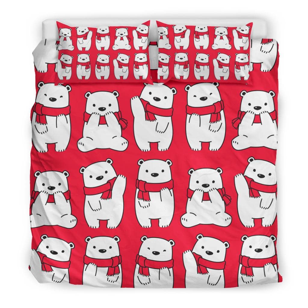 Polar Bear Seamless Background Illustration Bedding Set - Top Content | POD Collection | Free Shipping